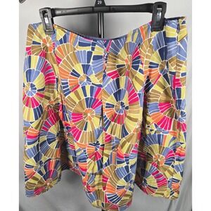 Talbots Women's Size 20 Pleated A-Line Skirt Colorful Geometric Artsy Eclectic